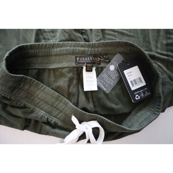 PJ Salvage RZMOP1 Women's Sz Small Olive Striped Tie-Dyed Jogger Lounge Pants - Picture 3 of 9